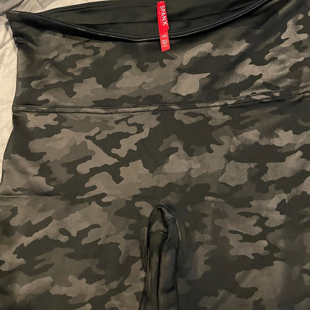 SPANX faux leather Camo leggings